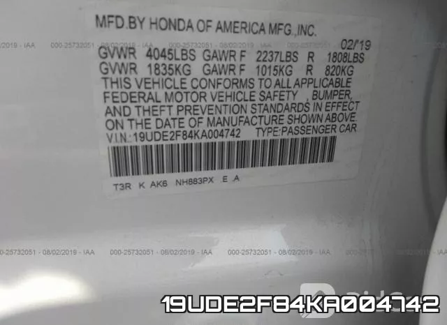 19UDE2F84KA004742 фото 10
