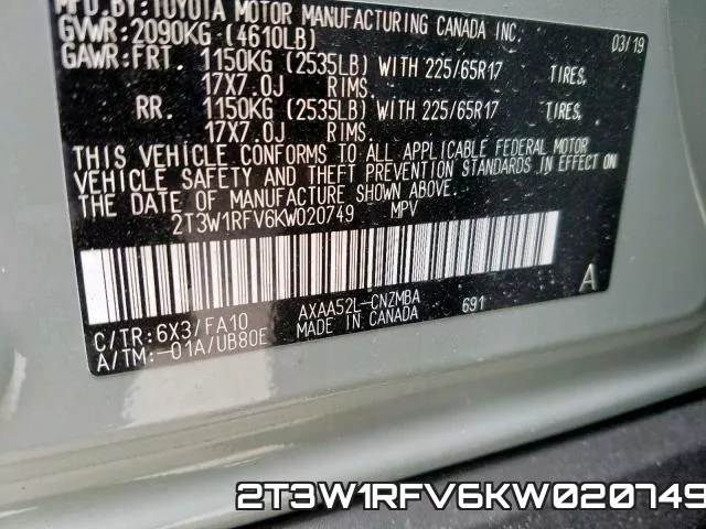 2T3W1RFV6KW020749 фото 2