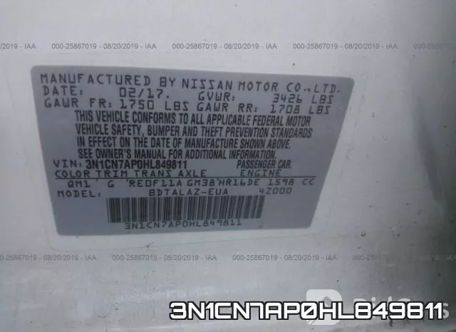 3N1CN7AP0HL849811 фото 9