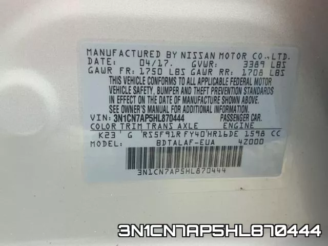3N1CN7AP5HL870444 фото 2