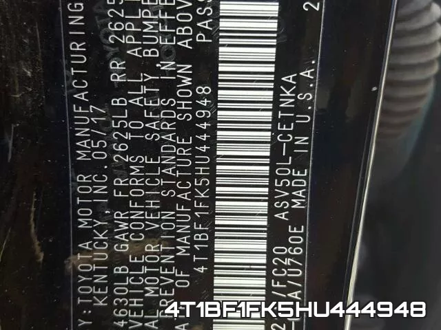 4T1BF1FK5HU444948 фото 2