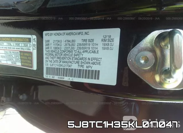 5J8TC1H35KL017047 фото 10