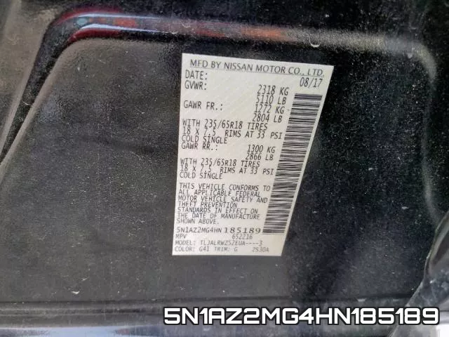 5N1AZ2MG4HN185189 фото 2