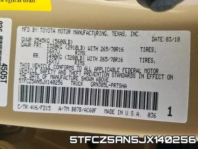 5TFCZ5AN5JX140256 фото 2