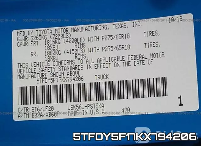 5TFDY5F17KX794206 фото 10