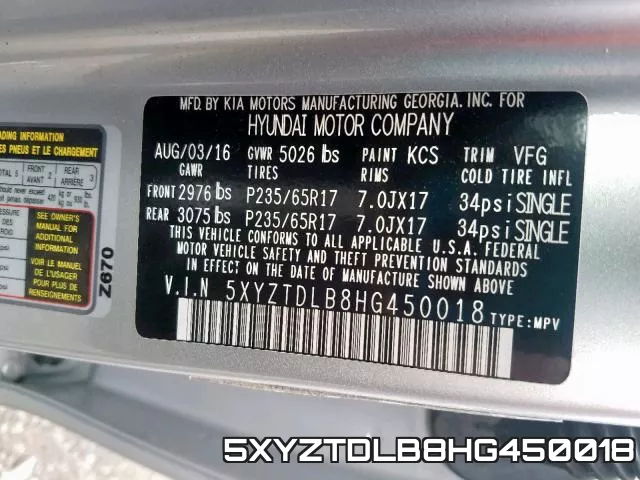 5XYZTDLB8HG450018 фото 2