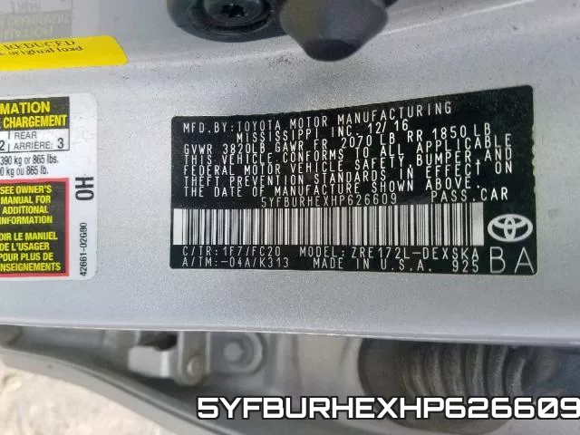 5YFBURHEXHP626609 фото 2