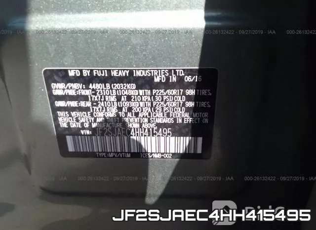 JF2SJAEC4HH415495 фото 10