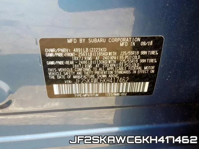 JF2SKAWC6KH417462 фото 2