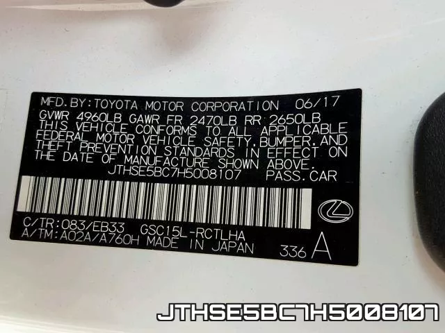 JTHSE5BC7H5008107 фото 2