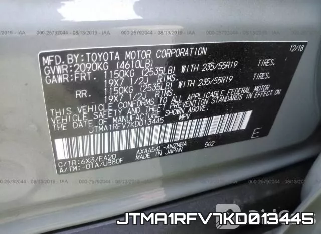 JTMA1RFV7KD013445 фото 10