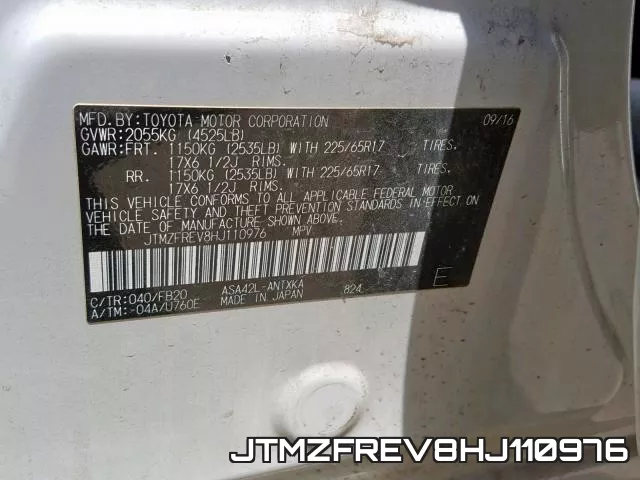 JTMZFREV8HJ110976 фото 2