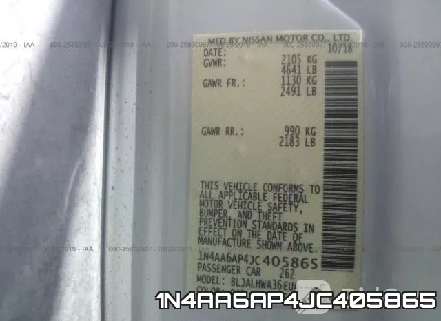 1N4AA6AP4JC405865 фото 10