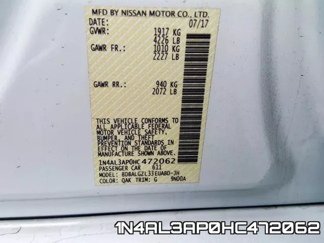 1N4AL3AP0HC472062 фото 2