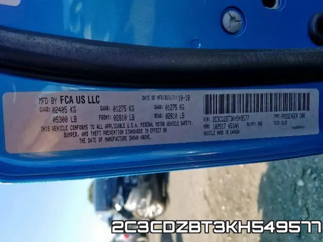 2C3CDZBT3KH549577 фото 2