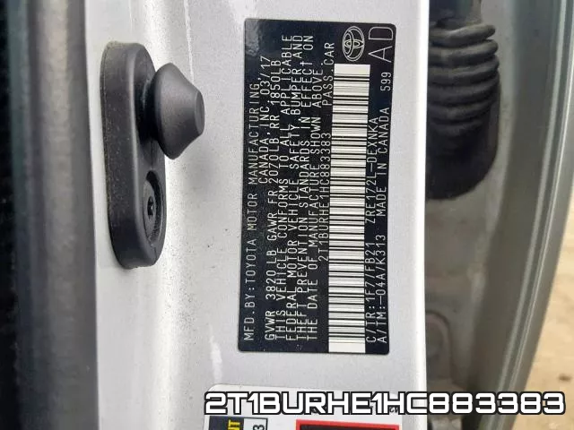 2T1BURHE1HC883383 фото 2