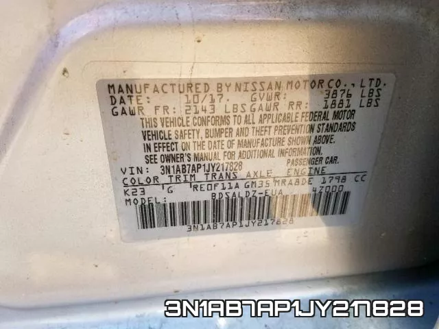 3N1AB7AP1JY217828 фото 2