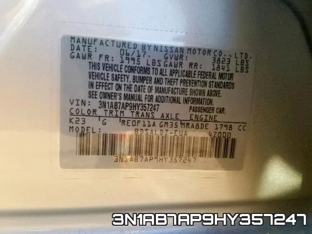 3N1AB7AP9HY357247 фото 2