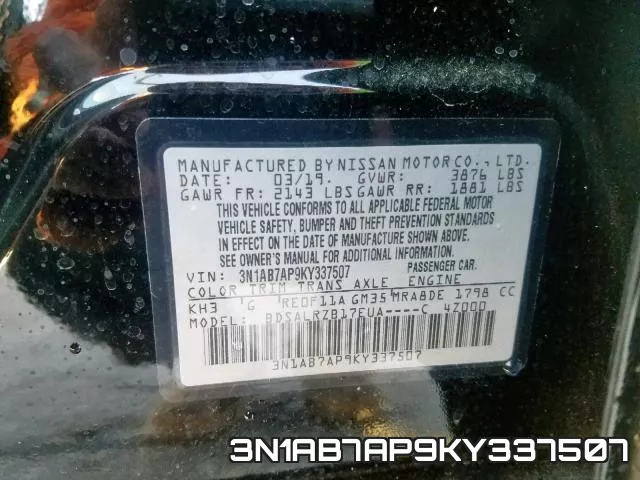 3N1AB7AP9KY337507 фото 2