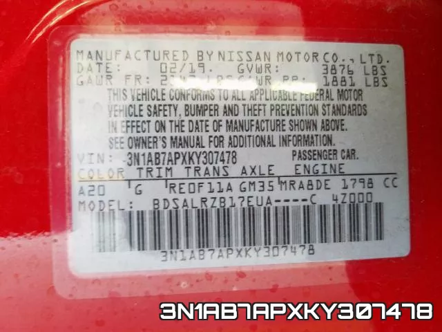 3N1AB7APXKY307478 фото 2
