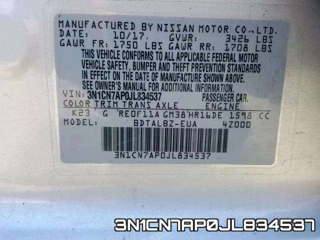 3N1CN7AP0JL834537 фото 2