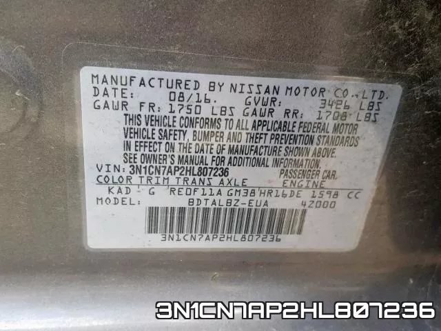 3N1CN7AP2HL807236 фото 2