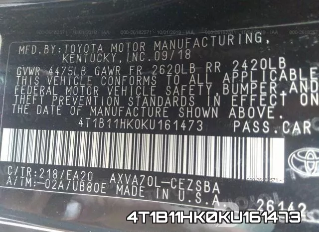 4T1B11HK0KU161473 фото 10