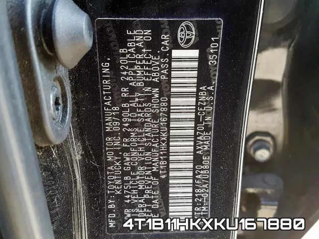 4T1B11HKXKU167880 фото 2
