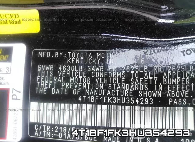 4T1BF1FK3HU354293 фото 10