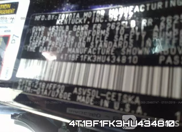 4T1BF1FK3HU434810 фото 9