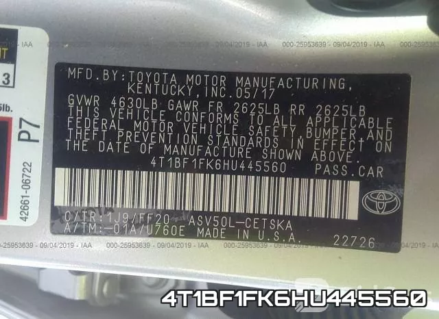 4T1BF1FK6HU445560 фото 10