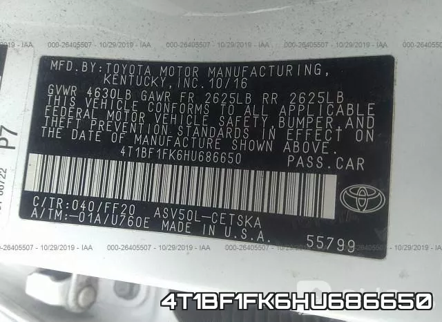 4T1BF1FK6HU686650 фото 10