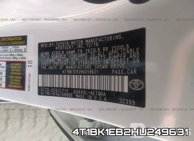 4T1BK1EB2HU249631 фото 10