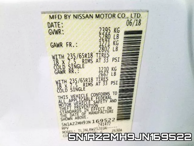 5N1AZ2MH9JN169522 фото 2