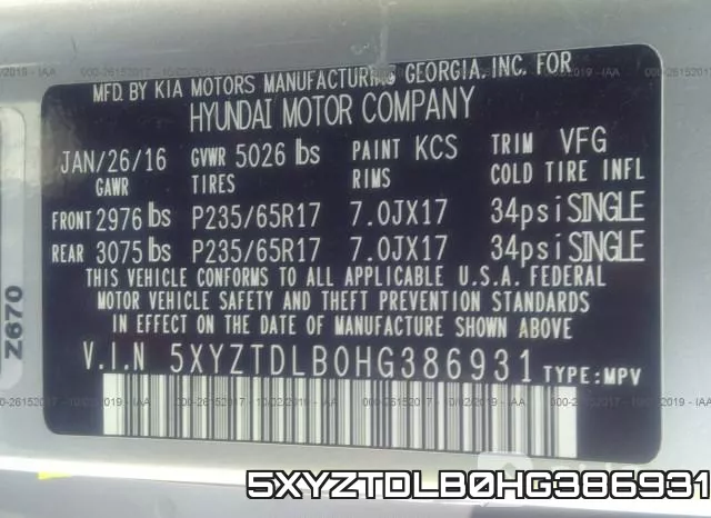 5XYZTDLB0HG386931 фото 10