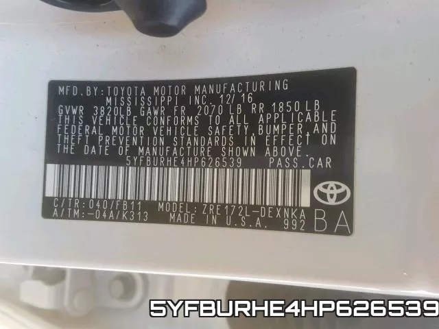5YFBURHE4HP626539 фото 2
