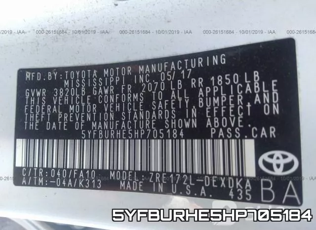 5YFBURHE5HP705184 фото 10