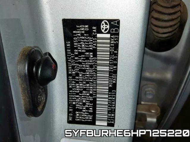 5YFBURHE6HP725220 фото 2