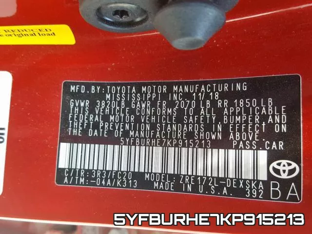5YFBURHE7KP915213 фото 2
