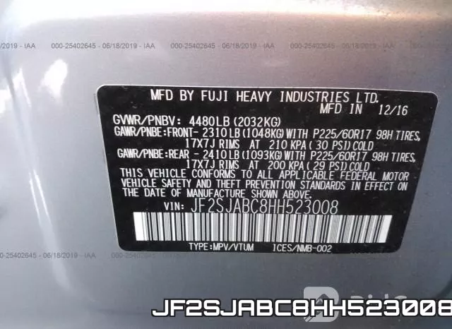 JF2SJABC8HH523008 фото 10