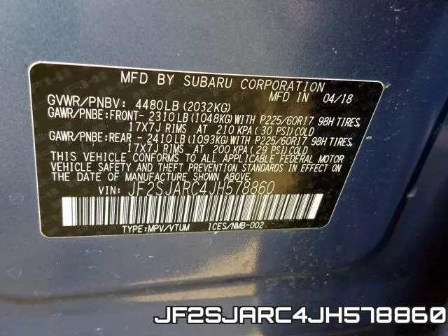 JF2SJARC4JH578860 фото 2