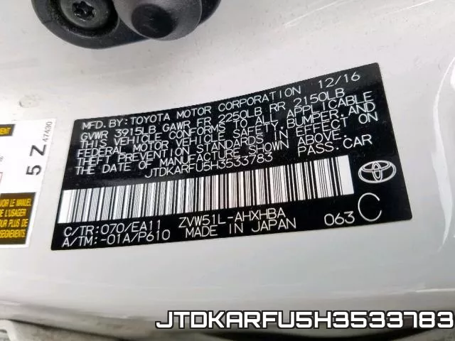 JTDKARFU5H3533783 фото 2
