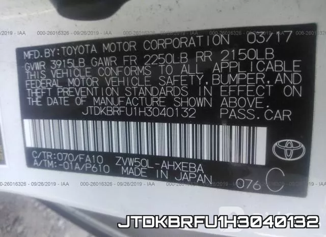 JTDKBRFU1H3040132 фото 10