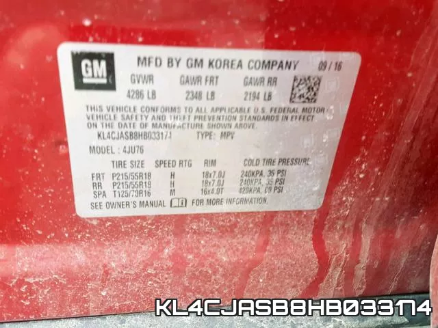 KL4CJASB8HB033174 фото 2