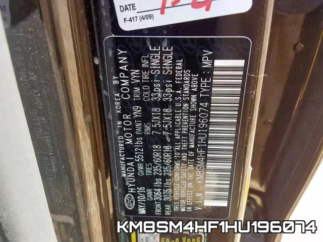 KM8SM4HF1HU196074 фото 2