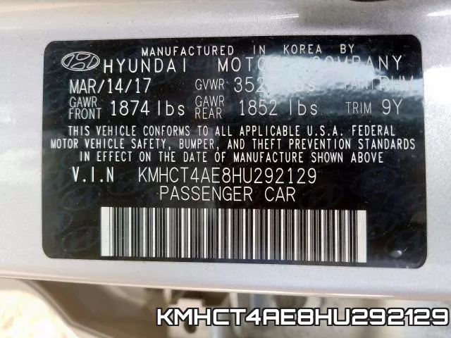 KMHCT4AE8HU292129 фото 2