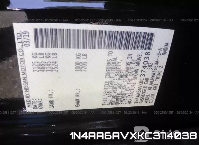 1N4AA6AVXKC374038 фото 10