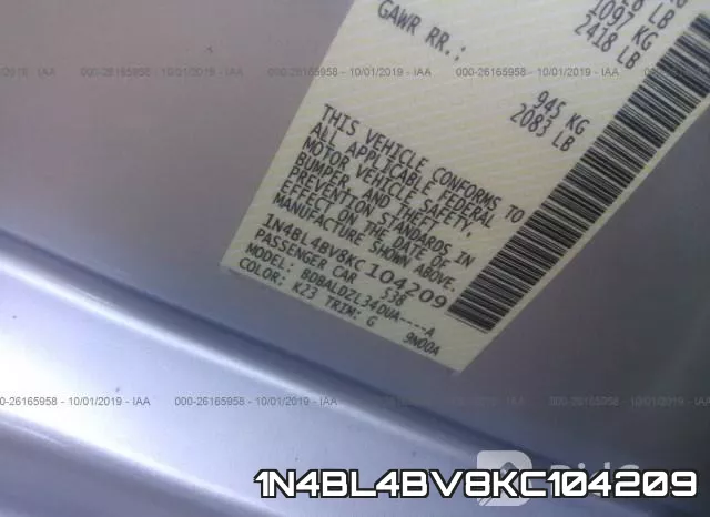 1N4BL4BV8KC104209 фото 10