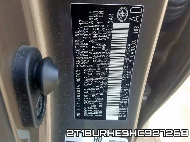 2T1BURHE3HC927268 фото 2