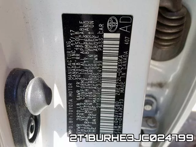 2T1BURHE3JC024799 фото 2